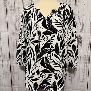 Fred David Monochrome Leaf Pattern Blouse